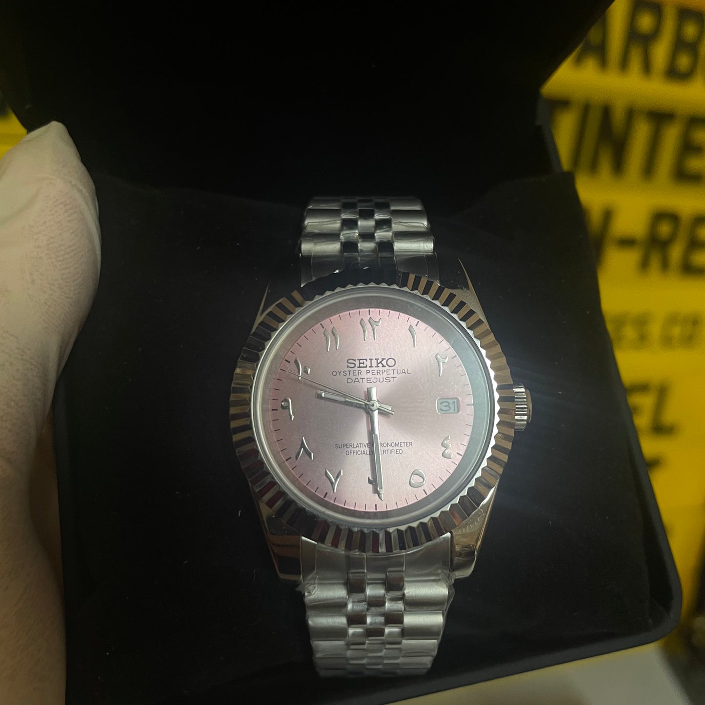 Arabic Dial Seiko Mod - Pink Dial (The Harley)